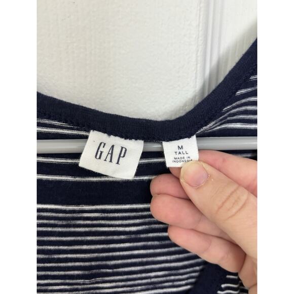Gap Sleeveless Racerback Striped Dress Size Medium Tall Nautical Beachy - Picture 5 of 6